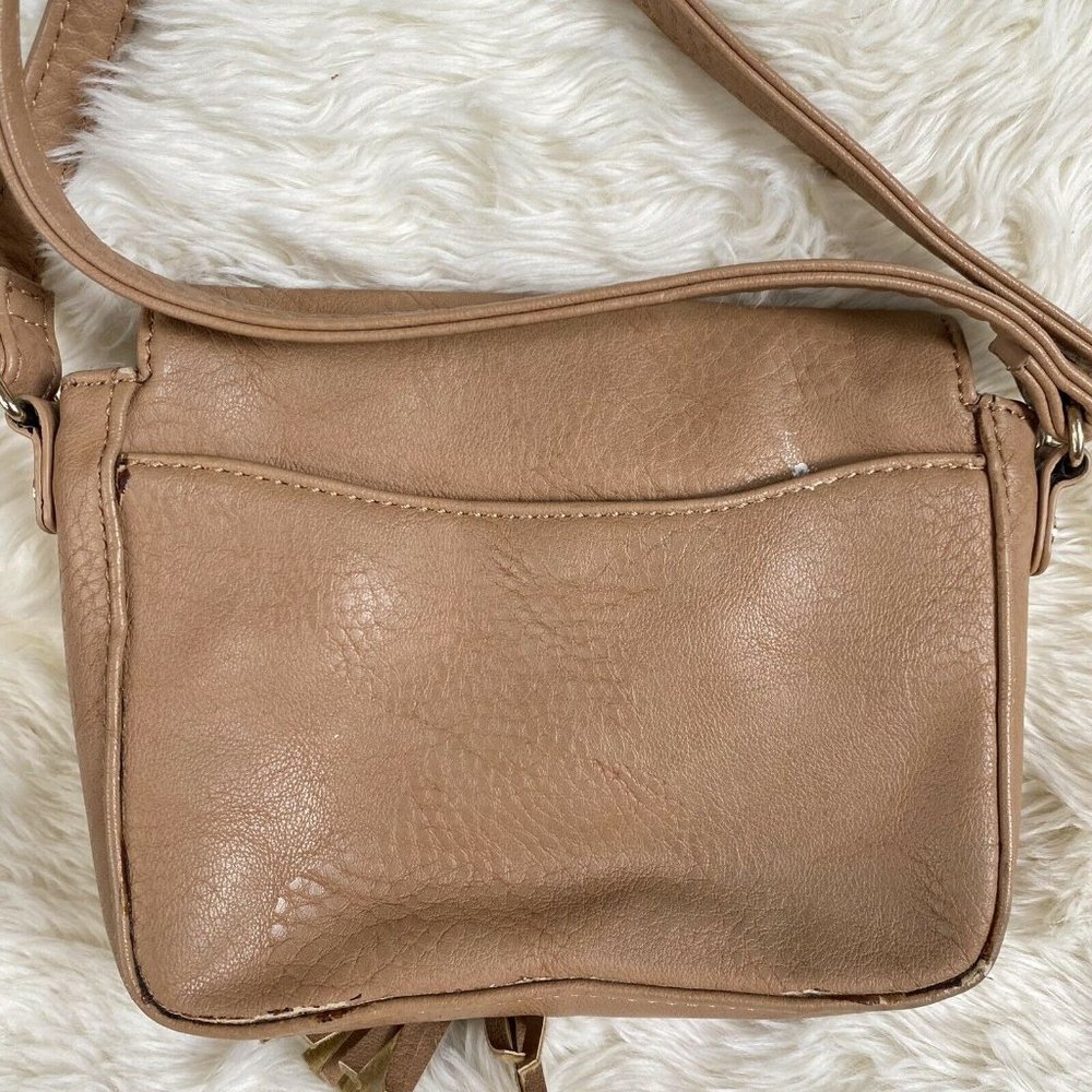 Big Buddha Crossbody Purse Mini Saddle Bag Faux Leather Tassel Beige Cute Boho - Picture 7 of 12